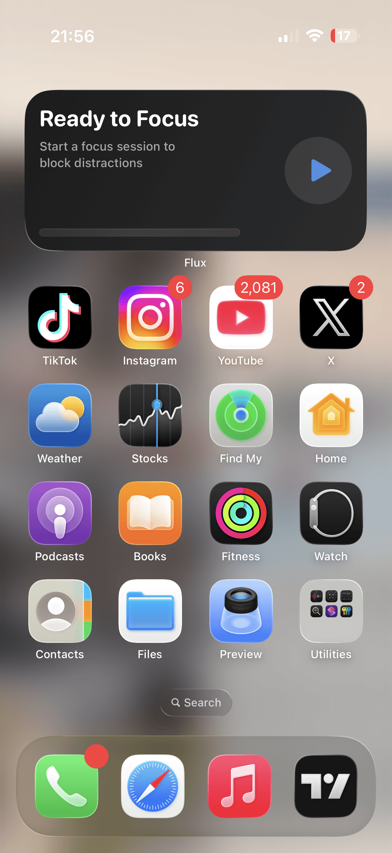 Screen time before using Flux