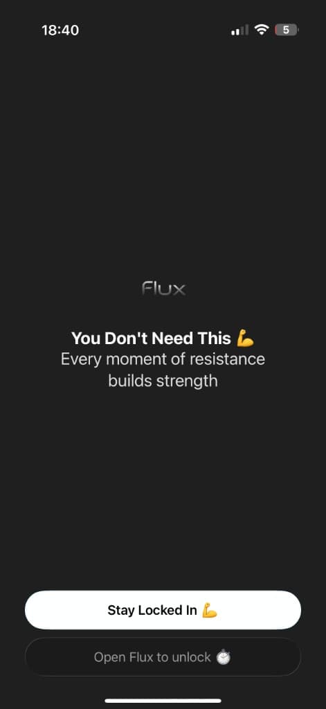 Flux shield screen stopping a blocked app